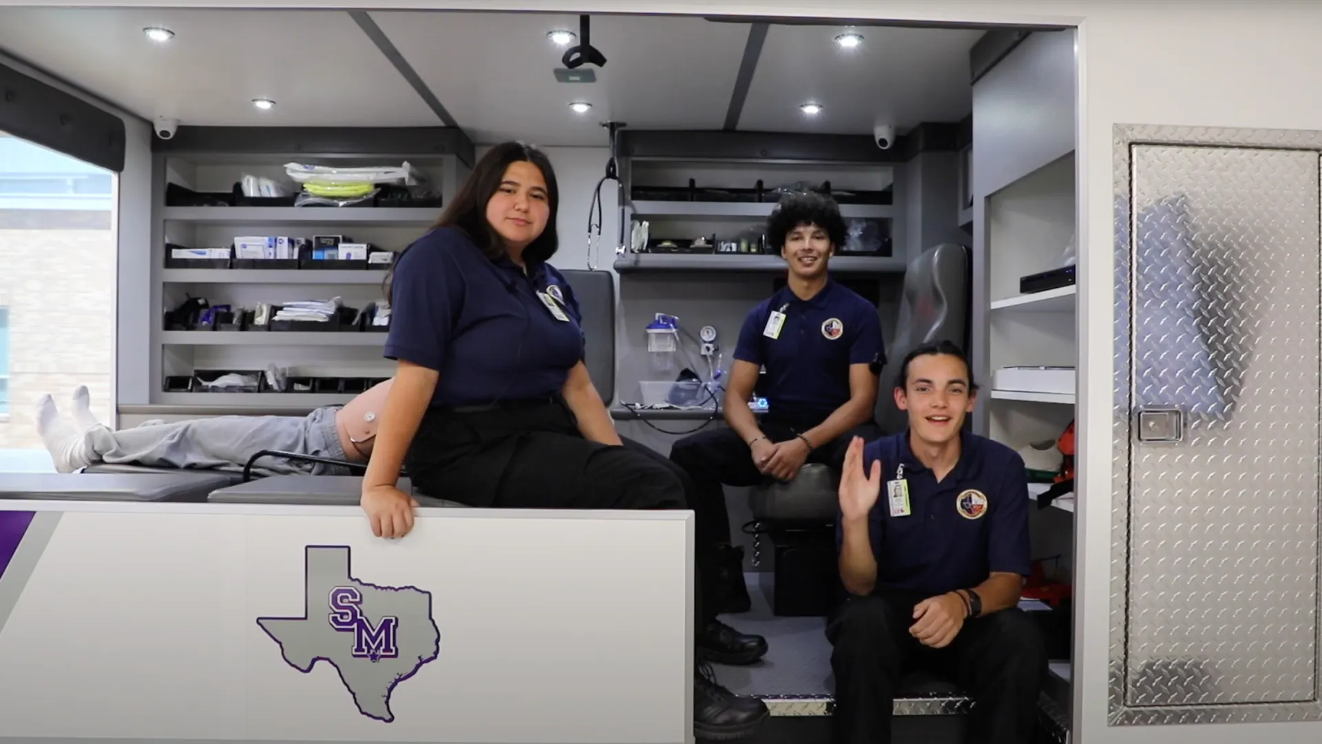 San Marcos CISD students in the EMT program, Health Science Career and Technical Education program at San Marcos High School
